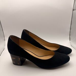 Talbots Isa Black Suede Block Tortoise Shell Heel Size 7.5